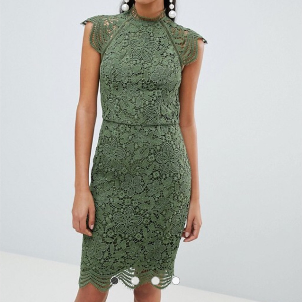 ASOS Chi Chi London scallop lace pencil dress